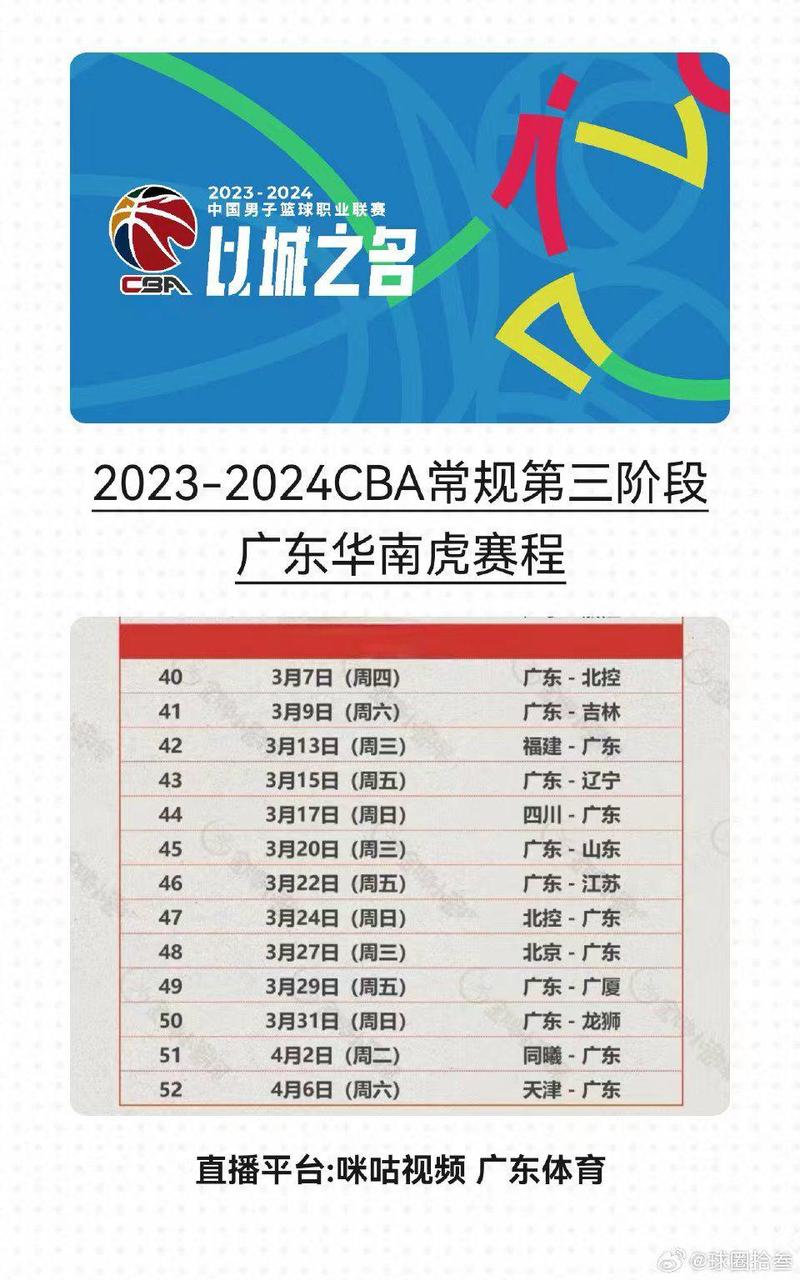 cba联赛赛程表2023